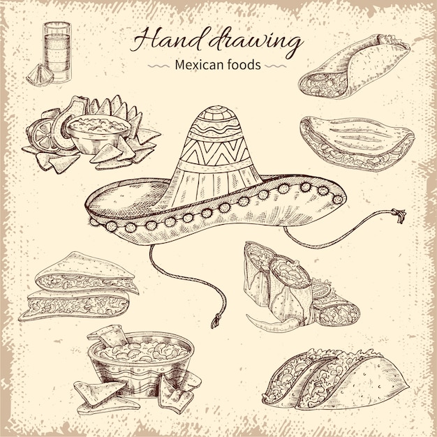 Design disegnato a mano cibo messicano