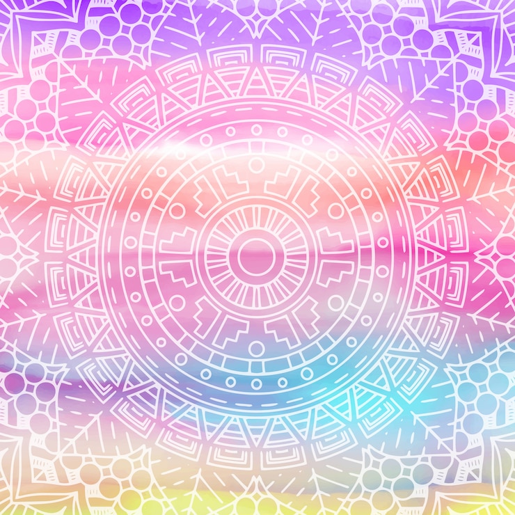 Vettore gratuito design elegante mandala sulla trama dell'acquerello