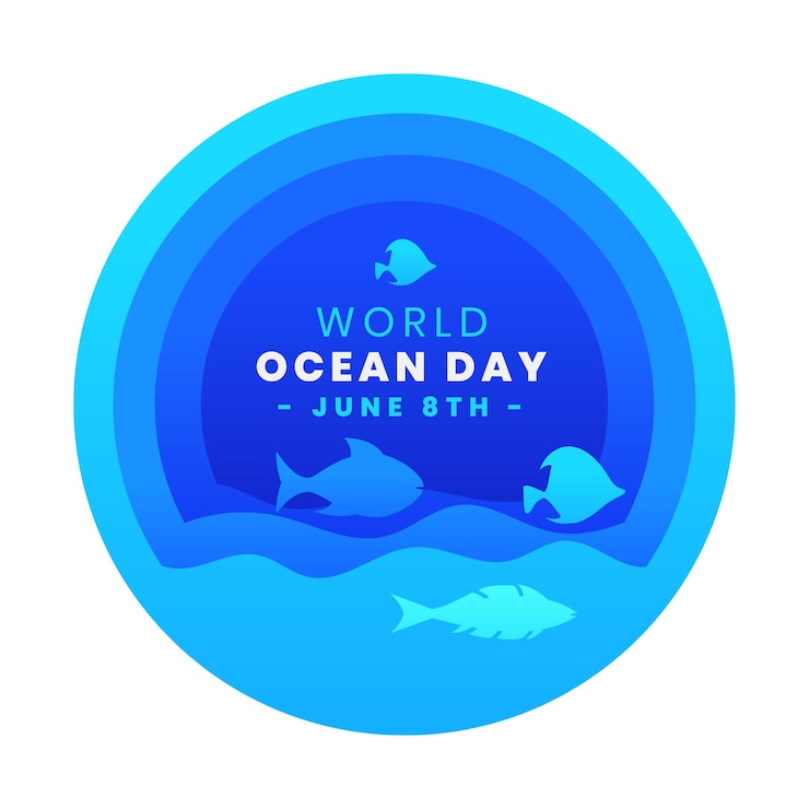 Vettore gratuito design in carta stile giornata mondiale dell'oceano con pesci