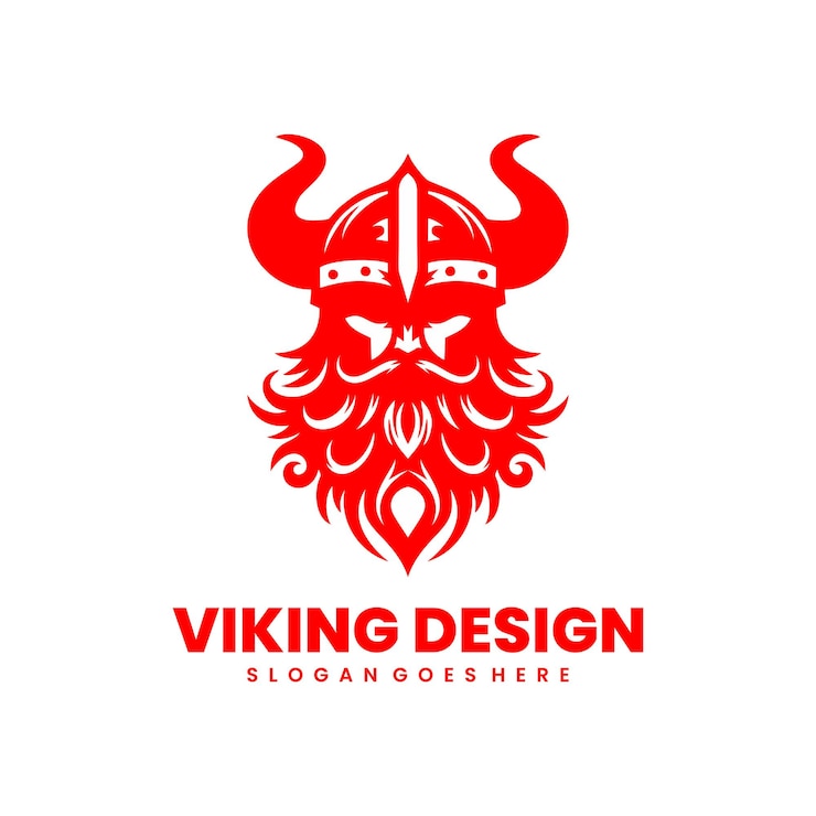 Vettore gratuito design logo silhouette vichingo