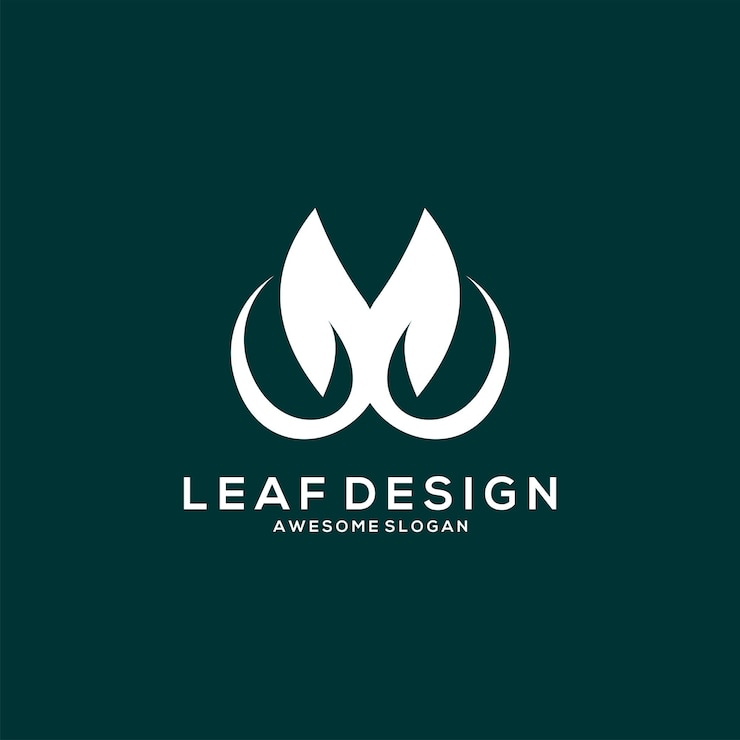 Vettore gratuito design minimalista in stile sfumato con logo foglia