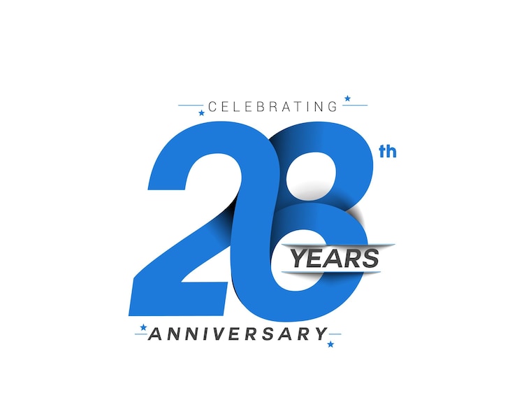 Vettore gratuito design per la celebrazione del 28° anniversario
