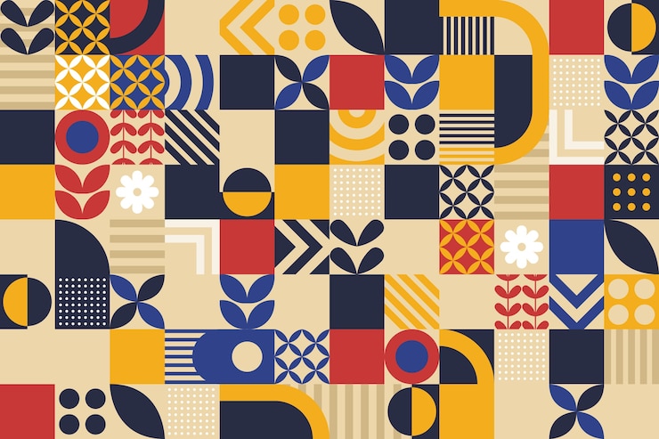 Vettore gratuito design piatto con motivo a mosaico geometrico