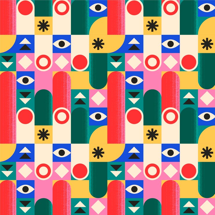 Vettore gratuito design piatto con motivo a mosaico geometrico