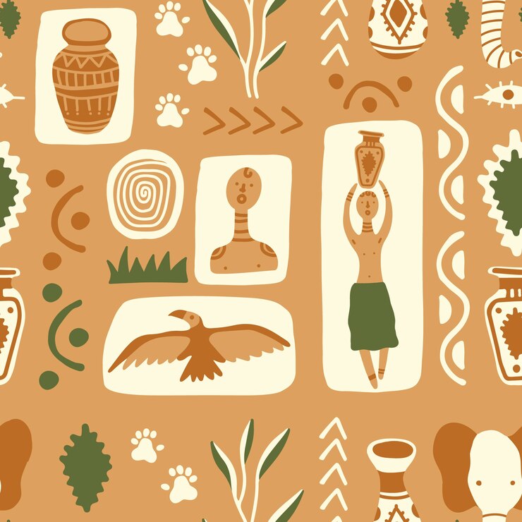 Vettore gratuito design piatto con motivo africano