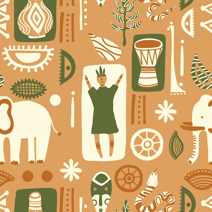 Vettore gratuito design piatto con motivo africano