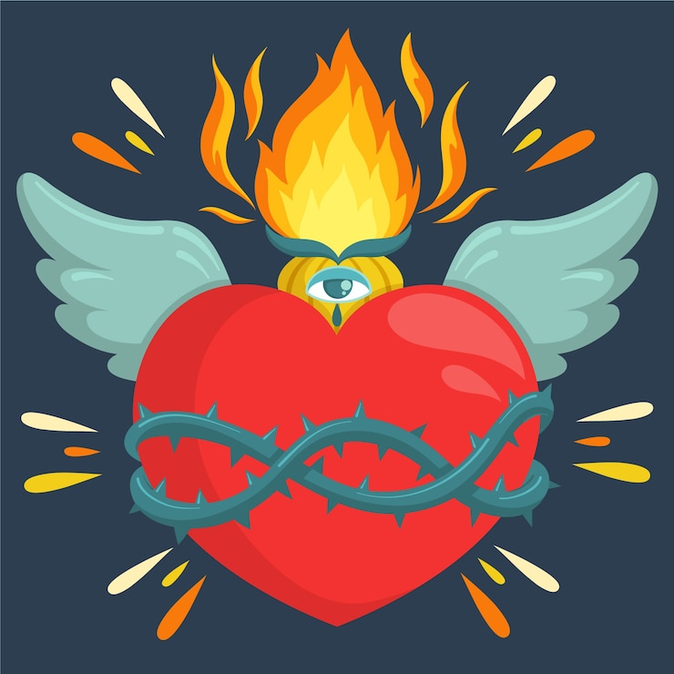 Vettore gratuito design piatto cuore sacro