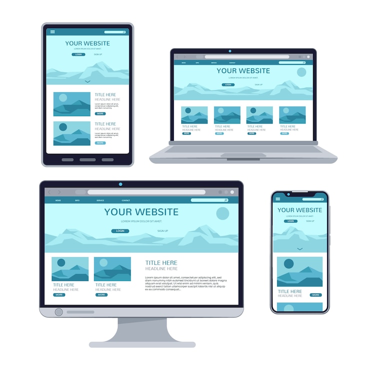 Vettore gratuito design piatto del design del sito web reattivo
