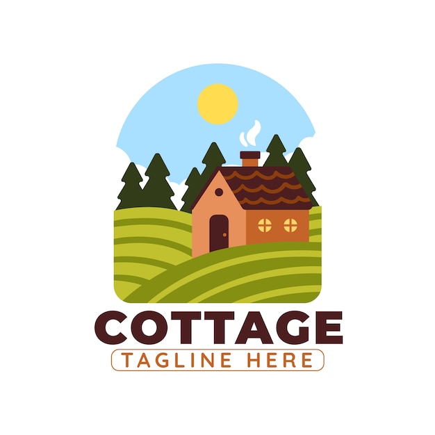 Design piatto del logo del cottage