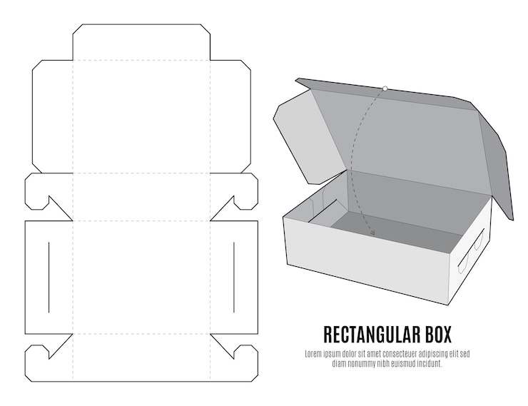 Vettore gratuito design piatto del modello fustellato a scatola