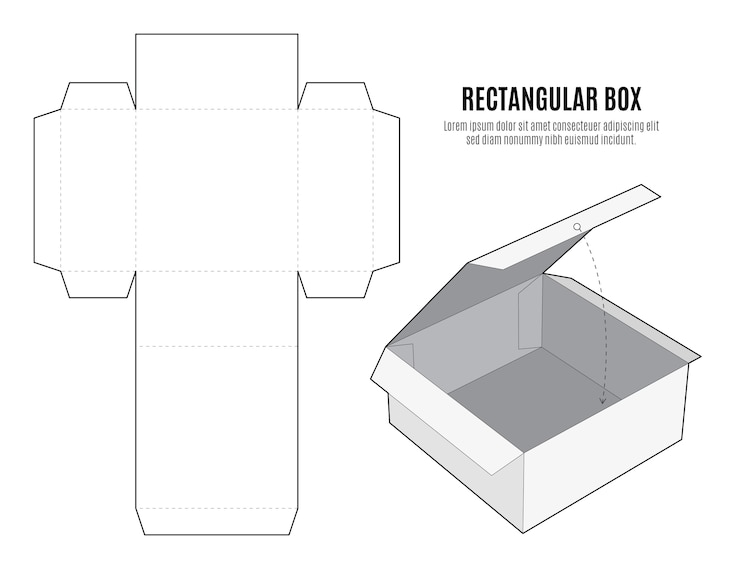 Vettore gratuito design piatto del modello fustellato a scatola