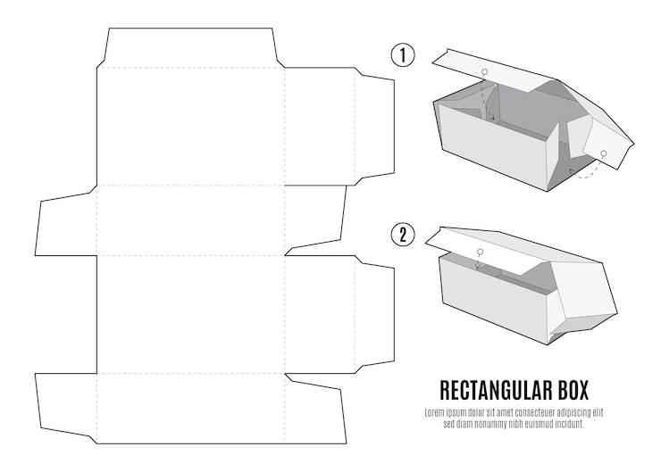 Vettore gratuito design piatto del modello fustellato a scatola