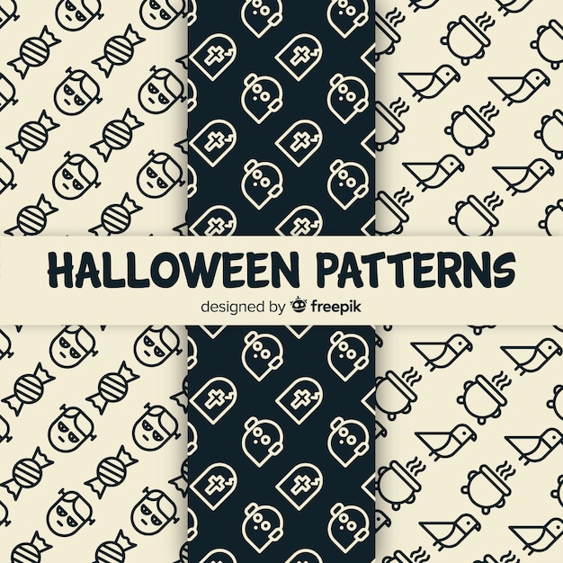 Design piatto della collezione di pattern di halloween