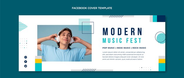 Design piatto della copertina di facebook del festival musicale