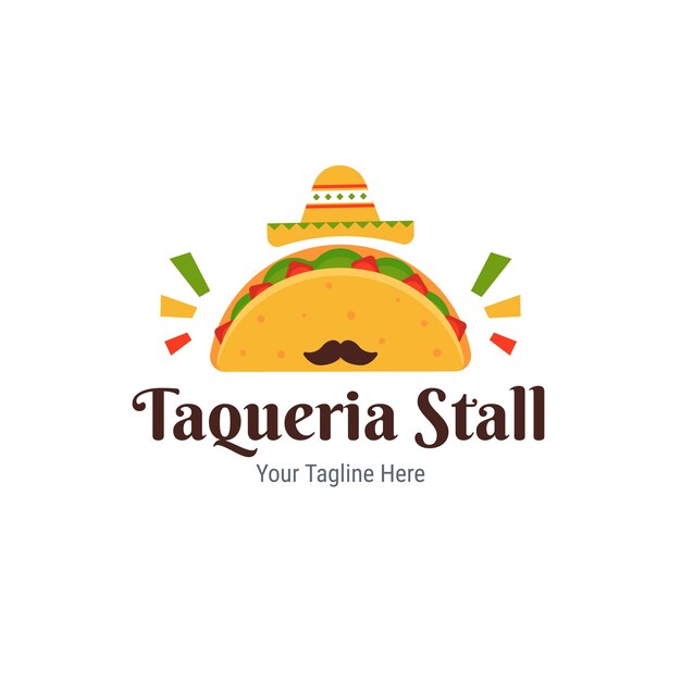 Design piatto di modelli di logo taqueria