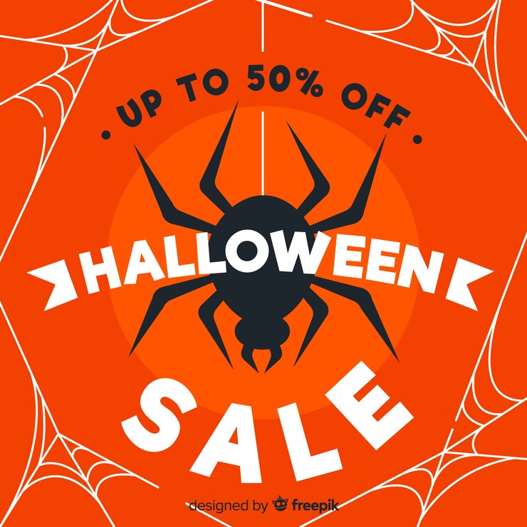 Vettore gratuito design piatto di vendita di halloween