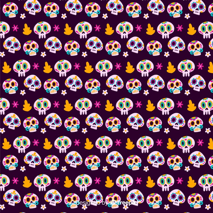 Vettore gratuito design piatto día de muertos pattern