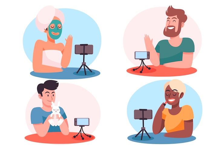 Vettore gratuito design piatto disegnato a mano di blogger