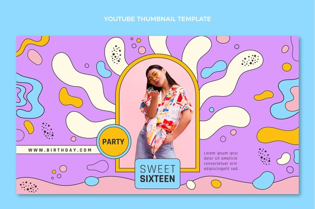 Design piatto disegnato a mano dolce 16 miniature di youtube