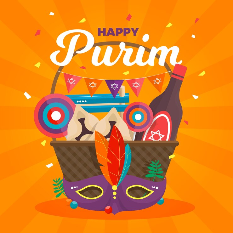 Vettore gratuito design piatto felice evento purim day