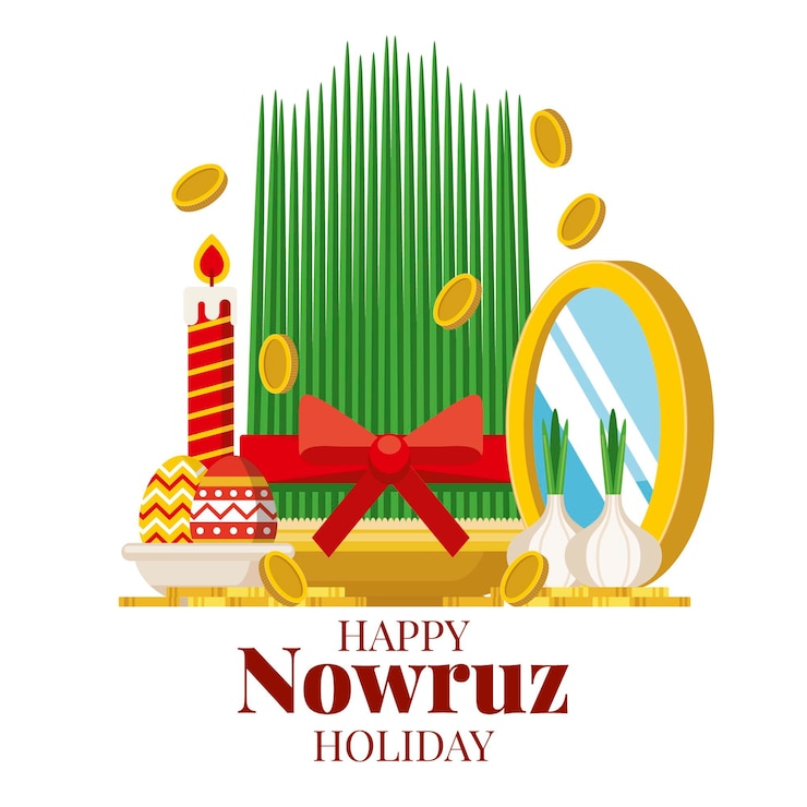 Vettore gratuito design piatto felice nowruz che celebra