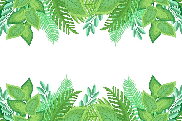 Design piatto foglie esotiche verdi sfondo