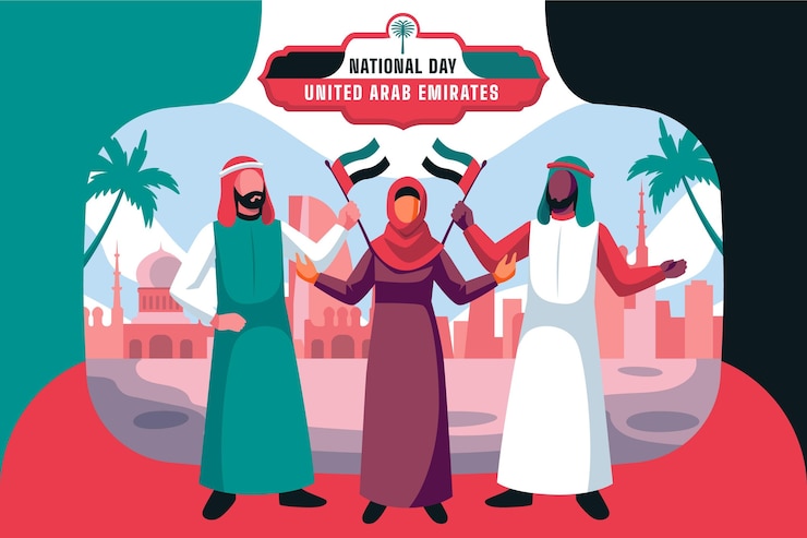 Vettore gratuito design piatto giornata nazionale degli emirati arabi uniti