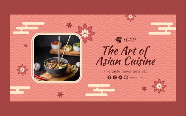 Vettore gratuito design piatto gustoso cibo asiatico post su facebook