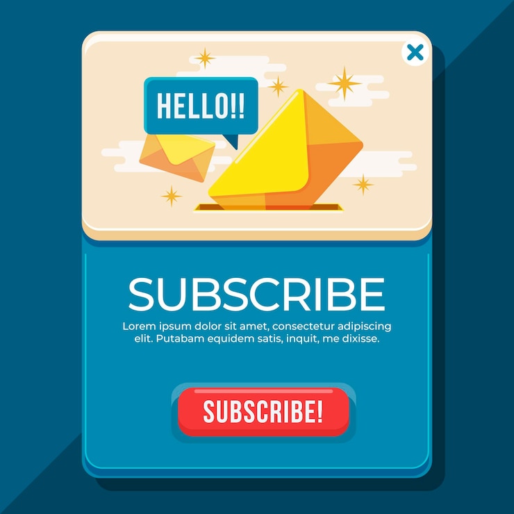 Vettore gratuito design piatto iscriviti pop-up