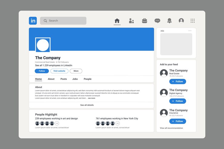 Vettore gratuito design piatto linkedin mockup