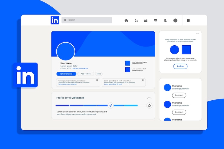Vettore gratuito design piatto linkedin mockup