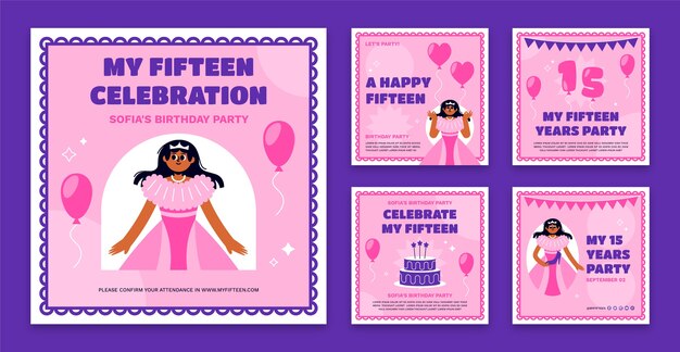 Design piatto modello instagram quinceanera