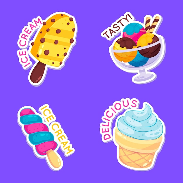 Design piatto per la collezione di etichette per gelato