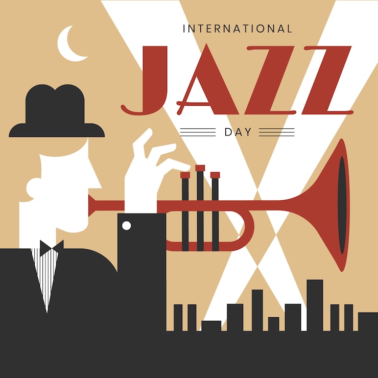 Vettore gratuito design piatto per la giornata internazionale del jazz