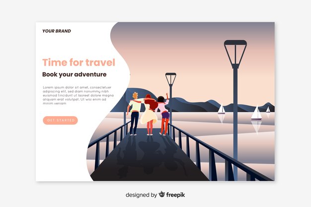 Design piatto per landing page di viaggio