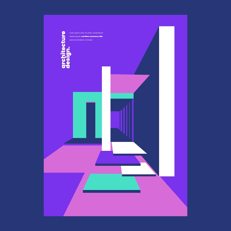 Vettore gratuito design piatto per poster di architettura