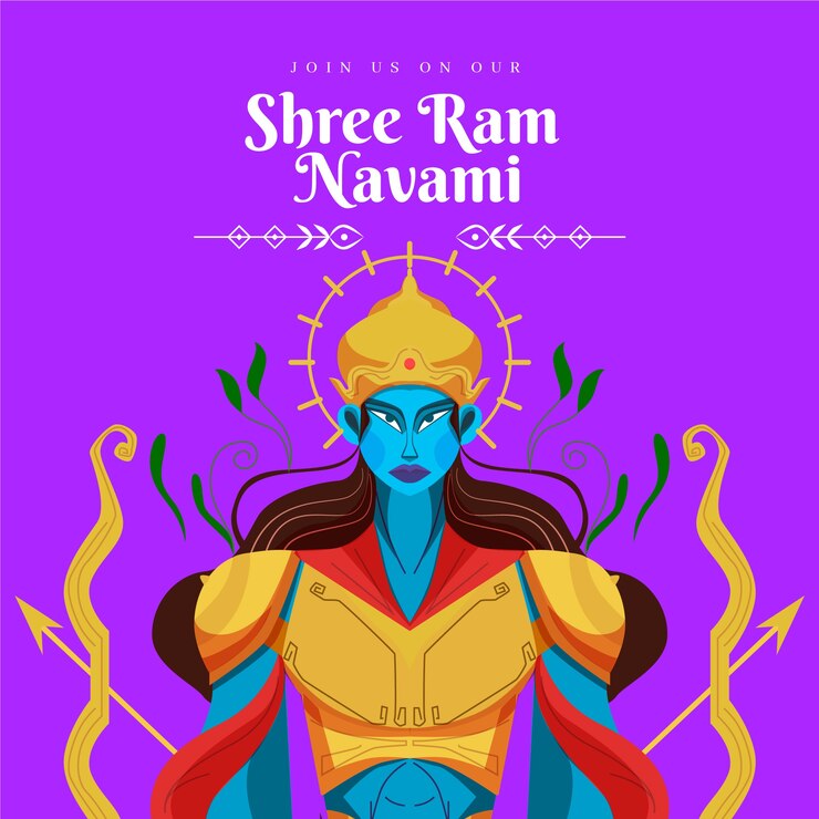 Vettore gratuito design piatto per ram navami