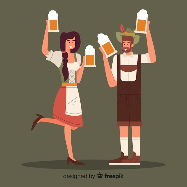 Design piatto persone che celebrano il più oktoberfest