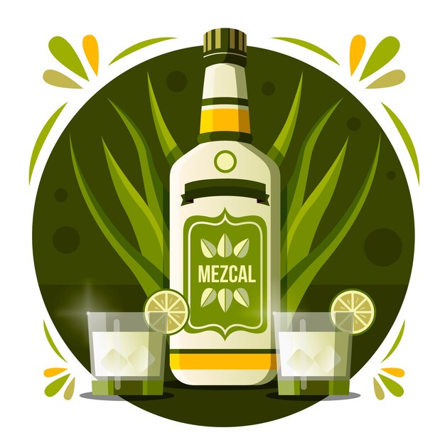 Design piatto rinfrescante illustrazione mezcal