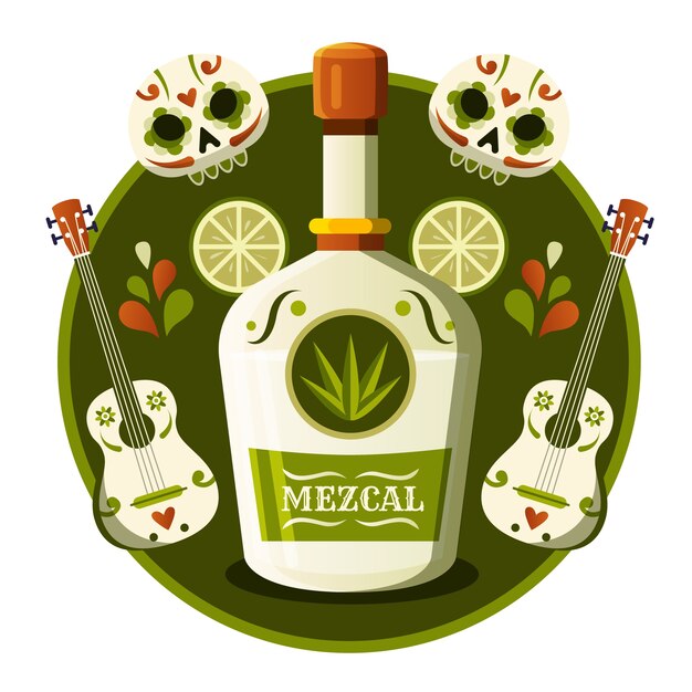 Design piatto rinfrescante illustrazione mezcal