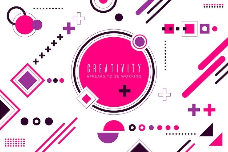 Vettore gratuito design piatto rosa forme geometriche sullo sfondo