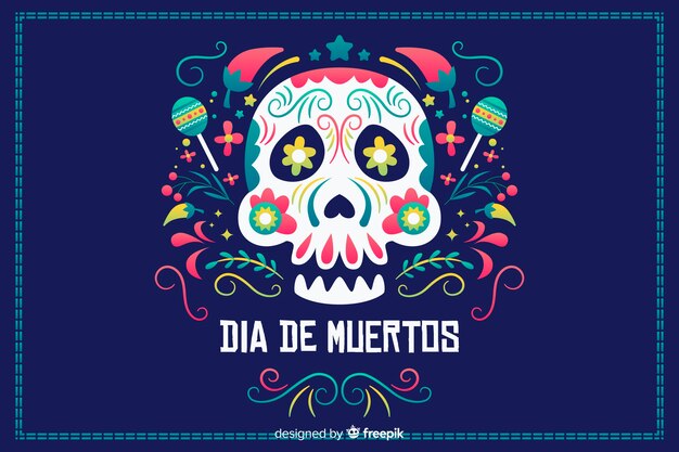 Design piatto sfondo dia de muertos