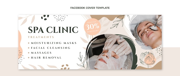 Vettore gratuito design piatto spa floreale design della copertina di facebook