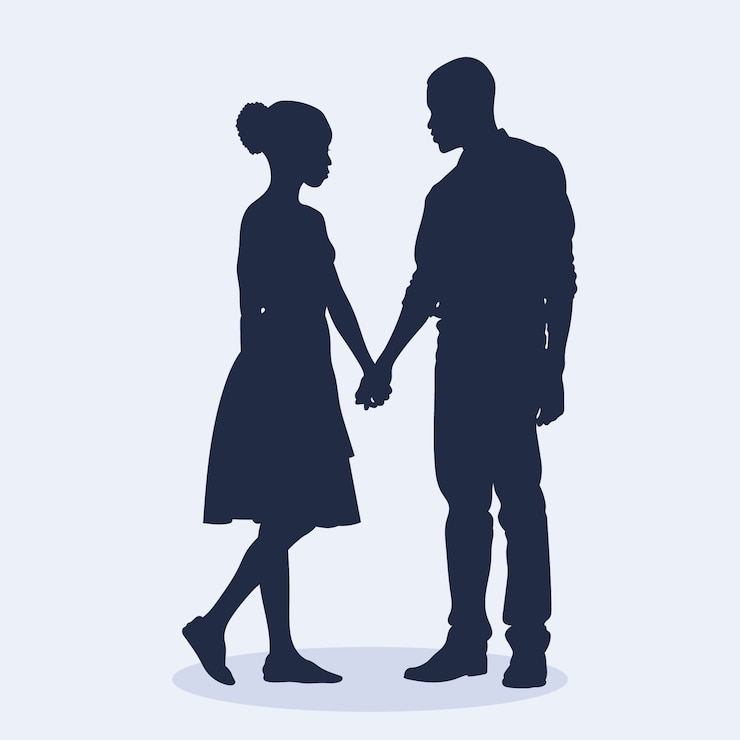 Vettore gratuito design piatto tenendosi per mano la silhouette