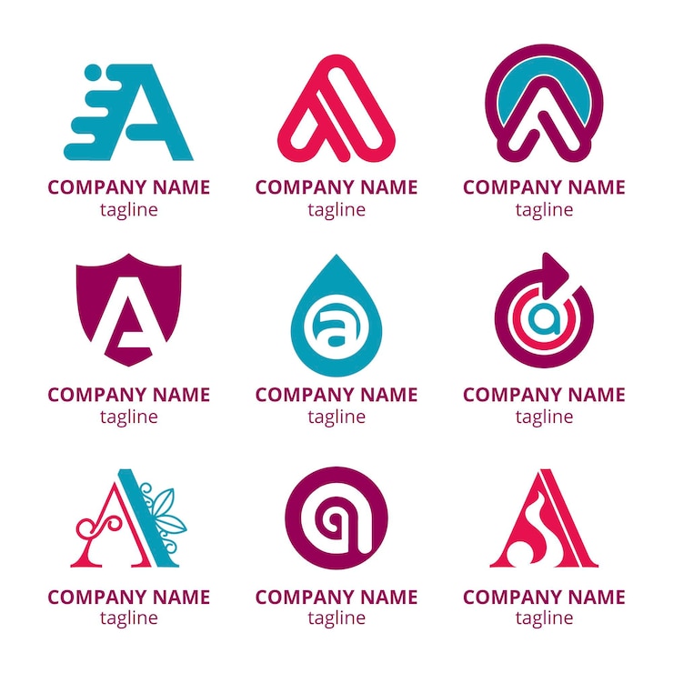Vettore gratuito design piatto un set di modelli di logo