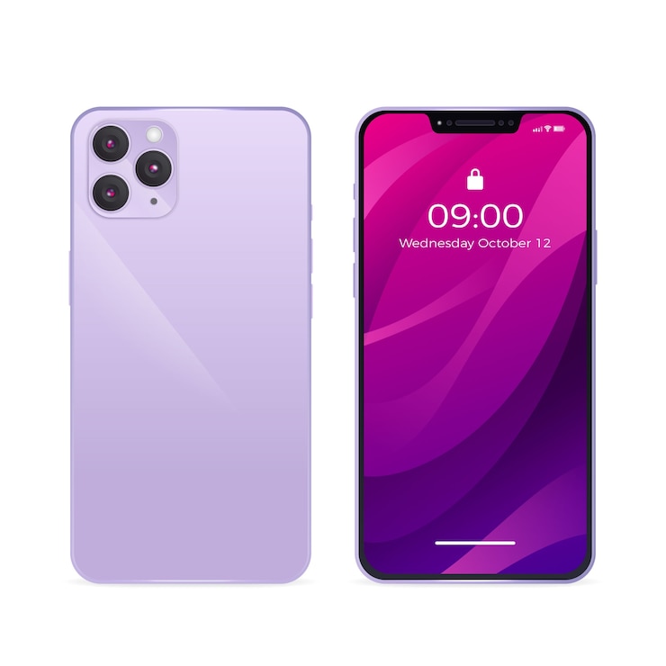 Vettore gratuito design realistico di smartphone bianco con tre telecamere