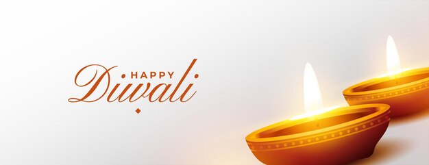 Design realistico di striscioni diwali diya felice