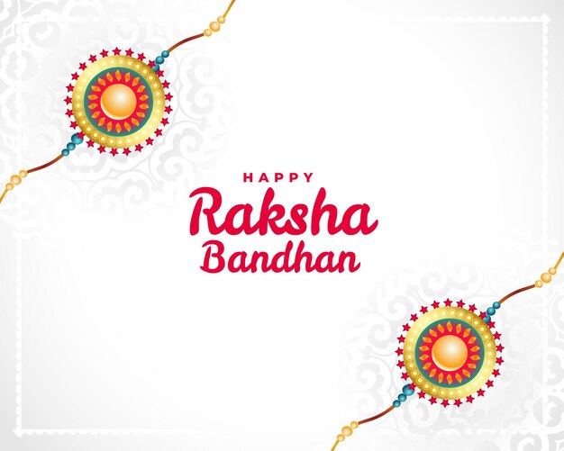 Design tradizionale biglietto di auguri bianco Raksha bandhan