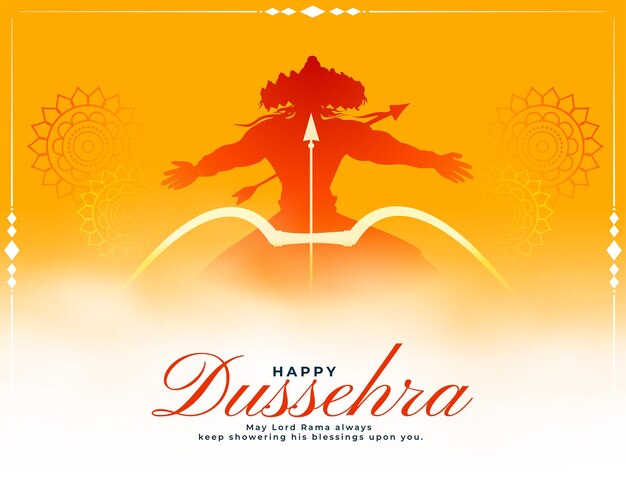 Design tradizionale del cartellino giallo Happy Dussehra