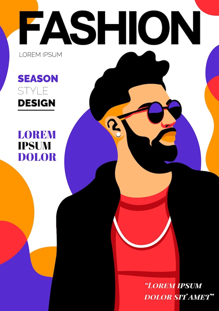 Vettore gratuito dettagliata copertina di una rivista di moda